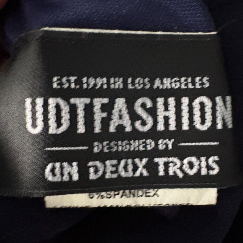 Un Deux Trois  Udtfashion,  Navy blue dress with belt with sequins, Size 14 - Picture 6 of 8
